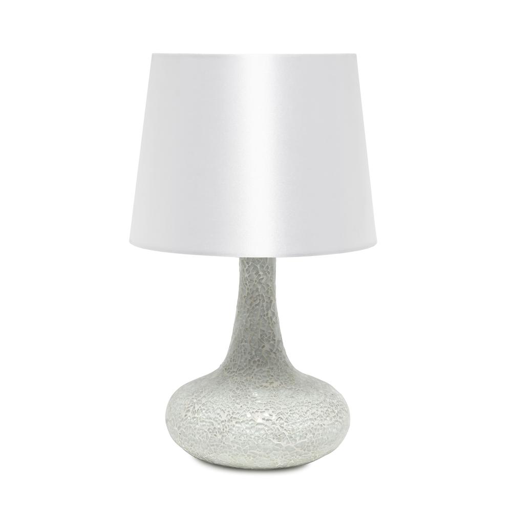 14.17" Patchwork Crystal Glass Table Lamp, White. Picture 1