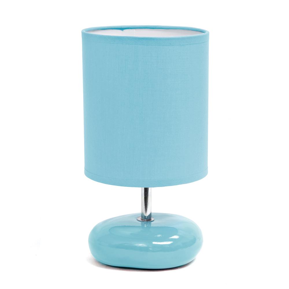 10.24" Traditional Mini Round Rock Table Lamp, Blue. Picture 9