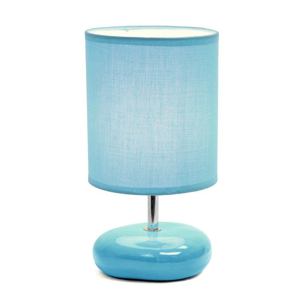 10.24" Traditional Mini Round Rock Table Lamp, Blue. Picture 10