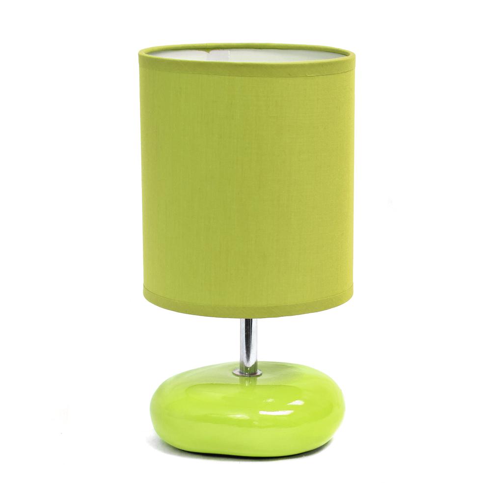 10.24" Traditional Mini Round Rock Table Lamp, Green. Picture 7