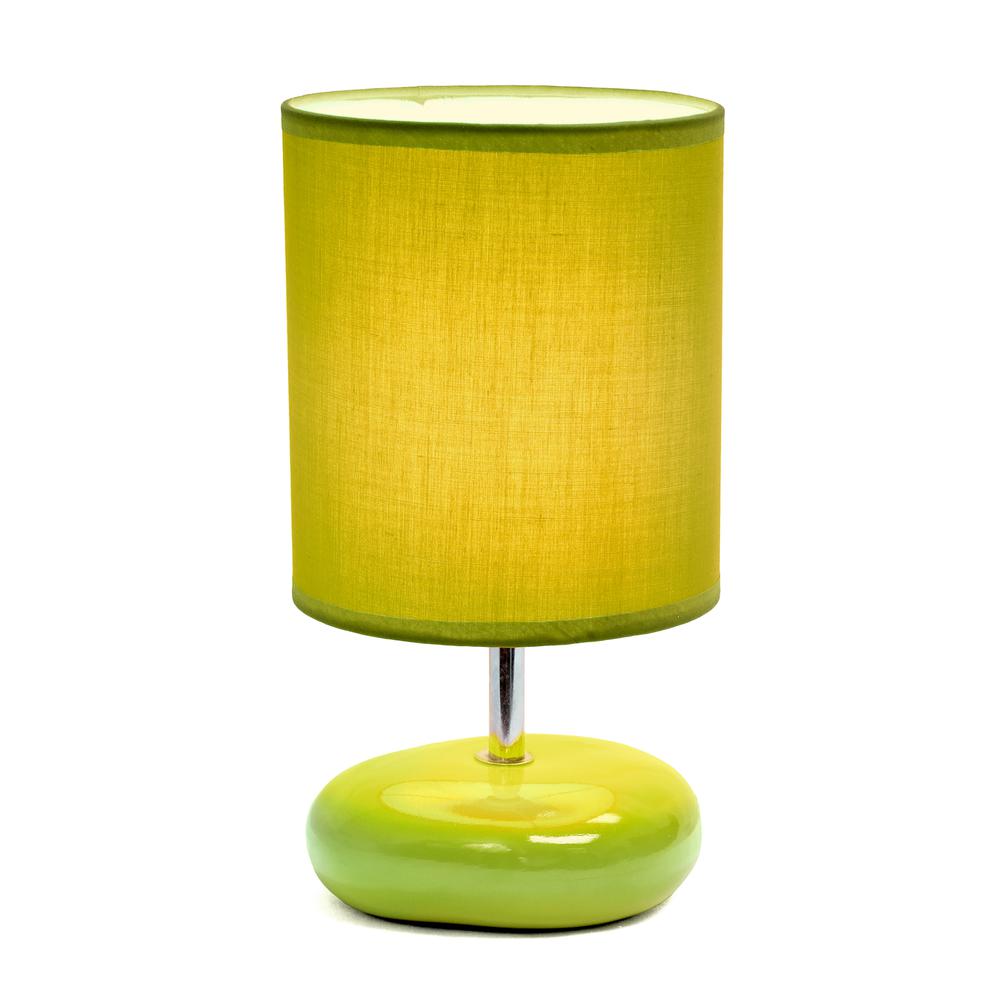 10.24" Traditional Mini Round Rock Table Lamp, Green. Picture 8