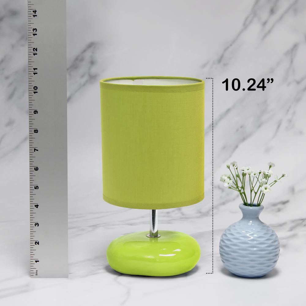 10.24" Traditional Mini Round Rock Table Lamp, Green. Picture 9
