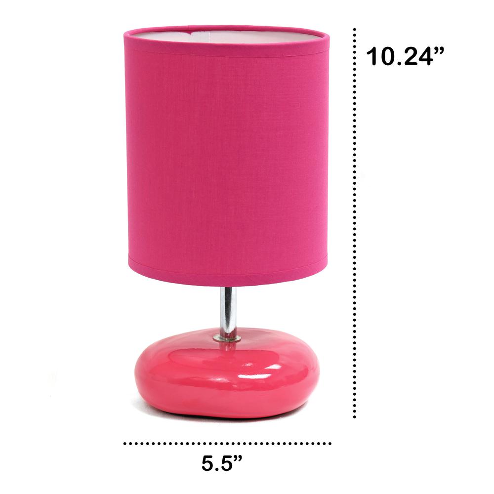 10.24" Traditional Mini Round Rock Table Lamp, Pink. Picture 4
