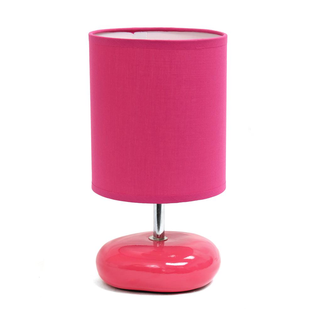 10.24" Traditional Mini Round Rock Table Lamp, Pink. Picture 6