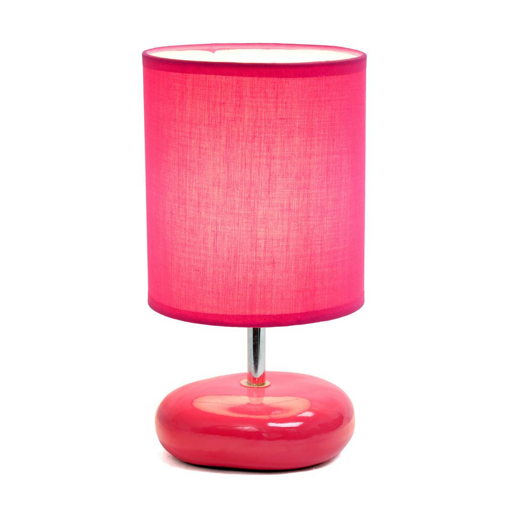 10.24" Traditional Mini Round Rock Table Lamp, Pink. Picture 7