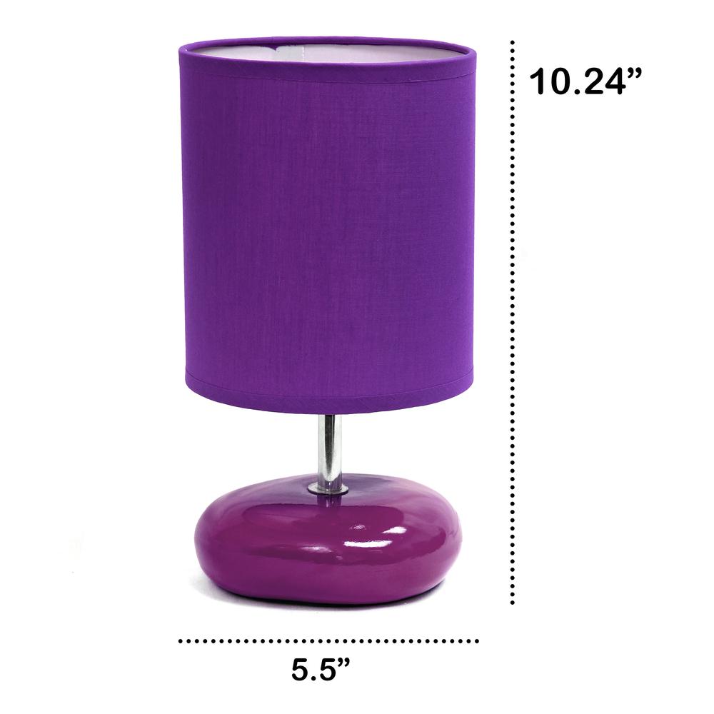 10.24" Traditional Mini Round Rock Table Lamp, Purple. Picture 9