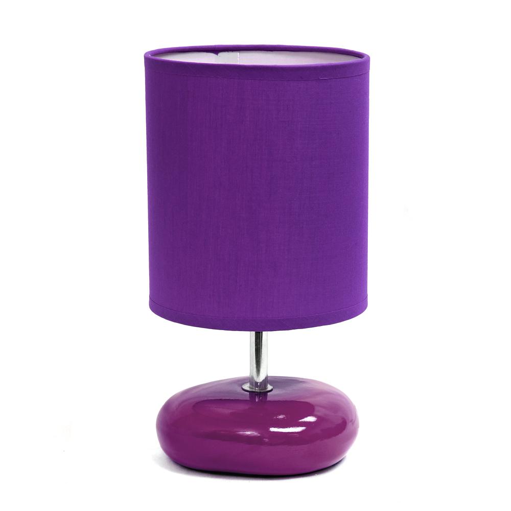 10.24" Traditional Mini Round Rock Table Lamp, Purple. Picture 1