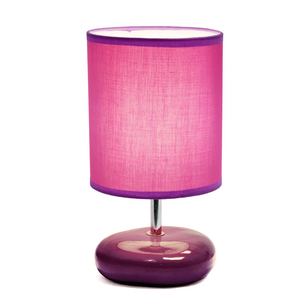 10.24" Traditional Mini Round Rock Table Lamp, Purple. Picture 11