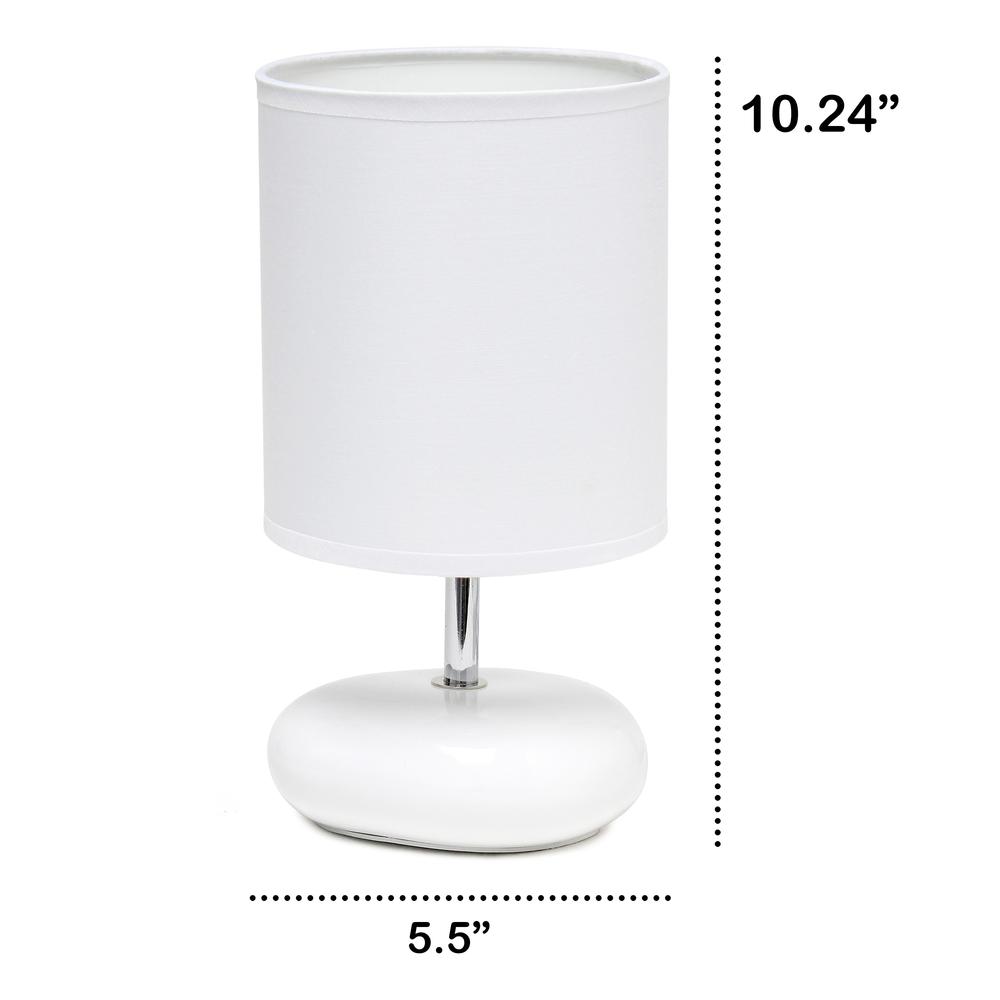 10.24" Traditional Mini Round Rock Table Lamp, White. Picture 4