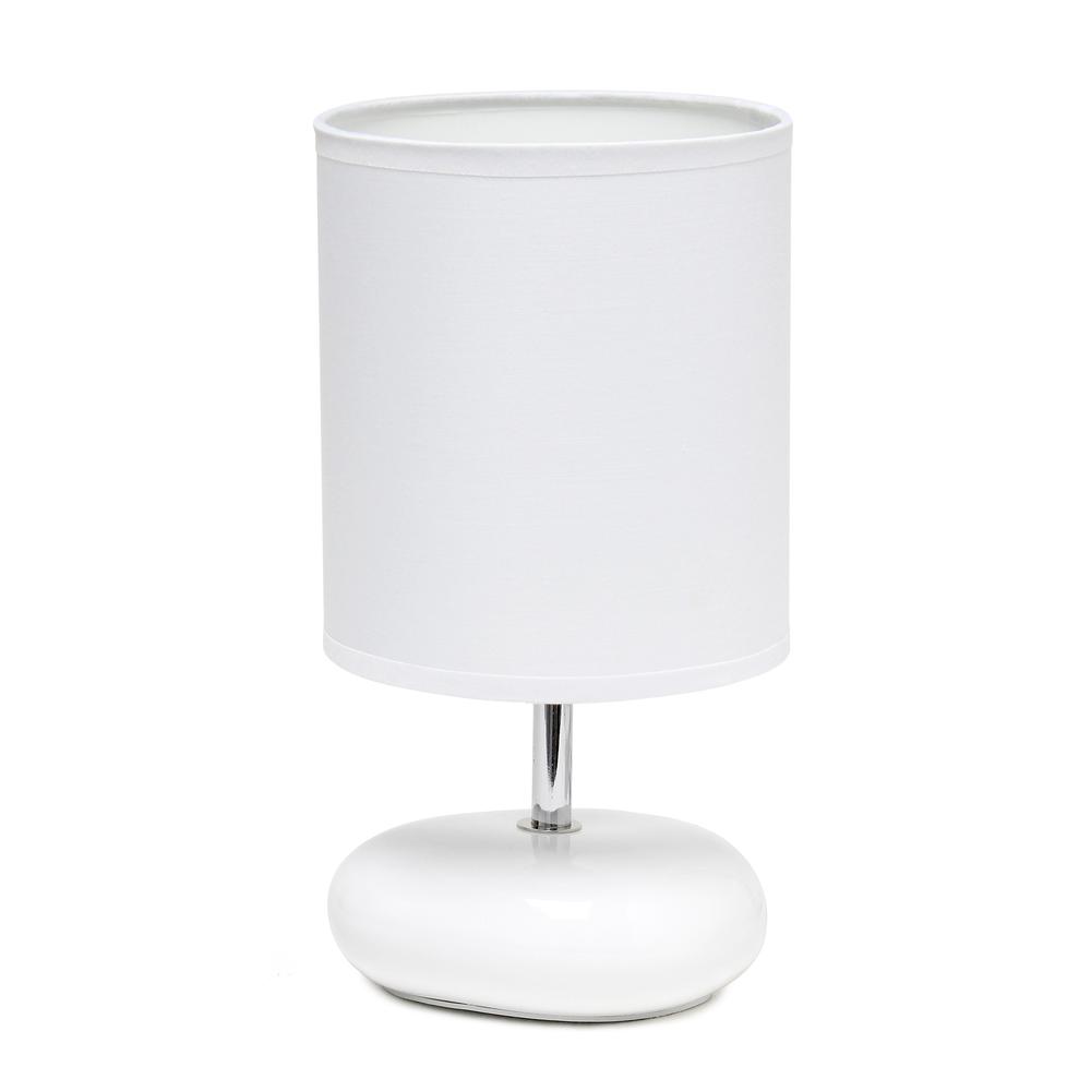 10.24" Traditional Mini Round Rock Table Lamp, White. Picture 6
