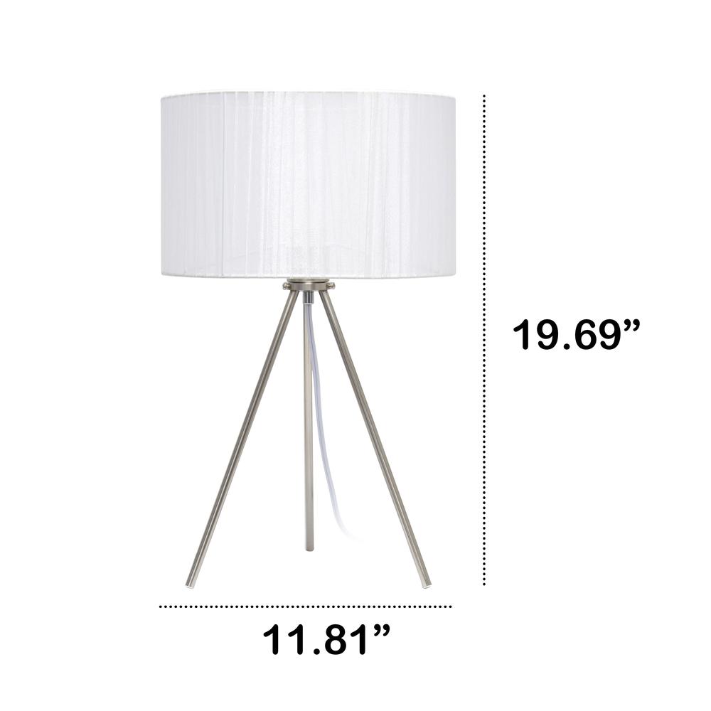 19.69" Contemporary Brushed Nickel Pedestal Table Lamp, White Shade. Picture 6