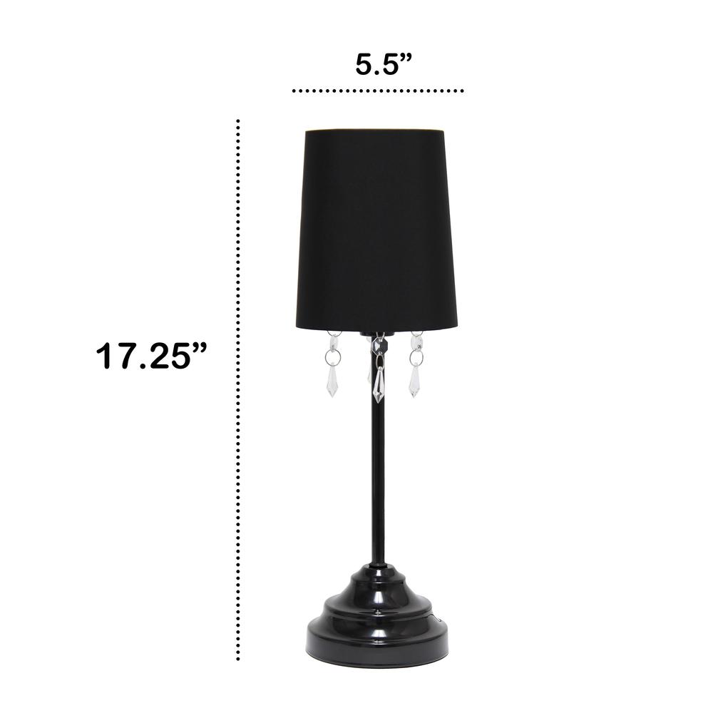17.25" Contemporary Crystal Droplet Table Lamp, Black. Picture 5