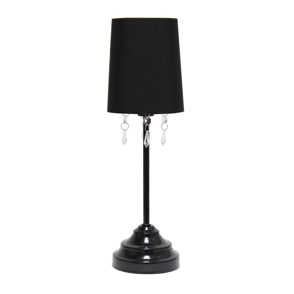 17.25" Contemporary Crystal Droplet Table Lamp, Black. Picture 1