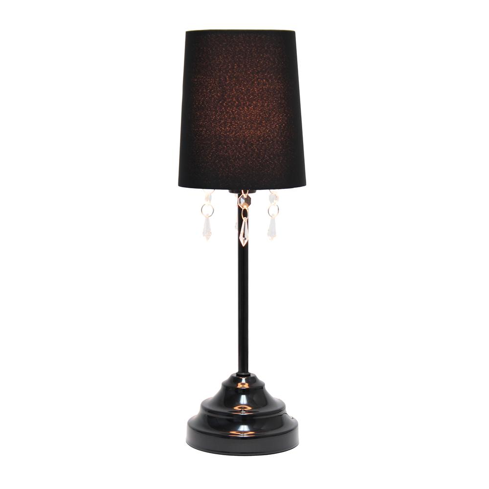 17.25" Contemporary Crystal Droplet Table Lamp, Black. Picture 7