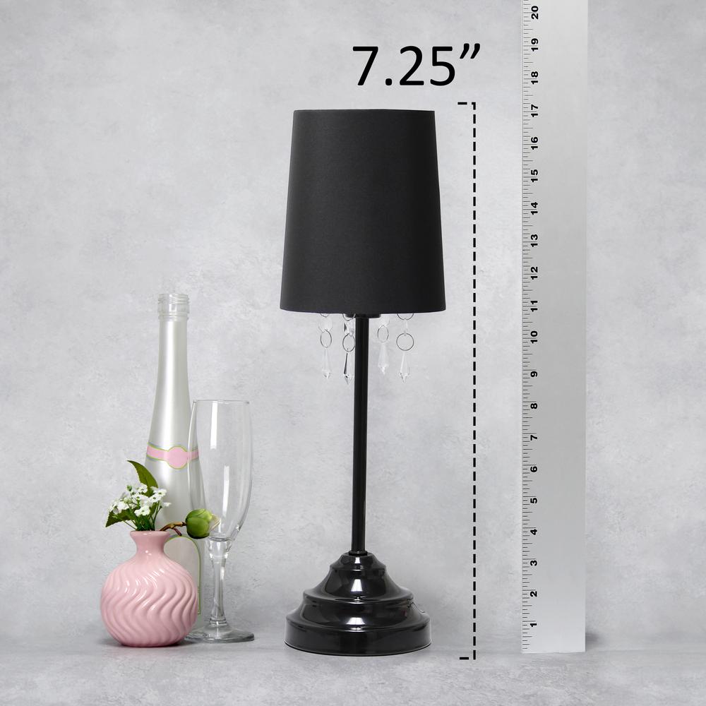 17.25" Contemporary Crystal Droplet Table Lamp, Black. Picture 8