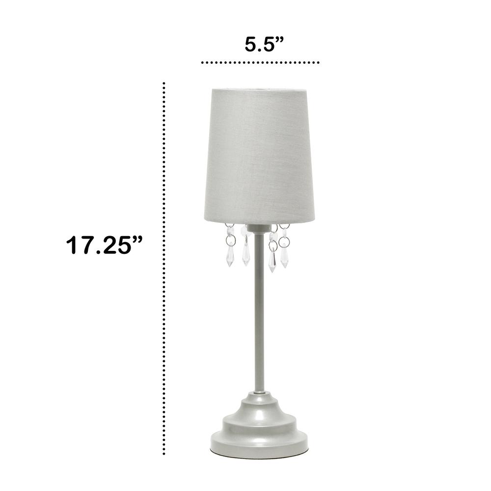 17.25" Contemporary Crystal Droplet Table Lamp, Gray. Picture 5