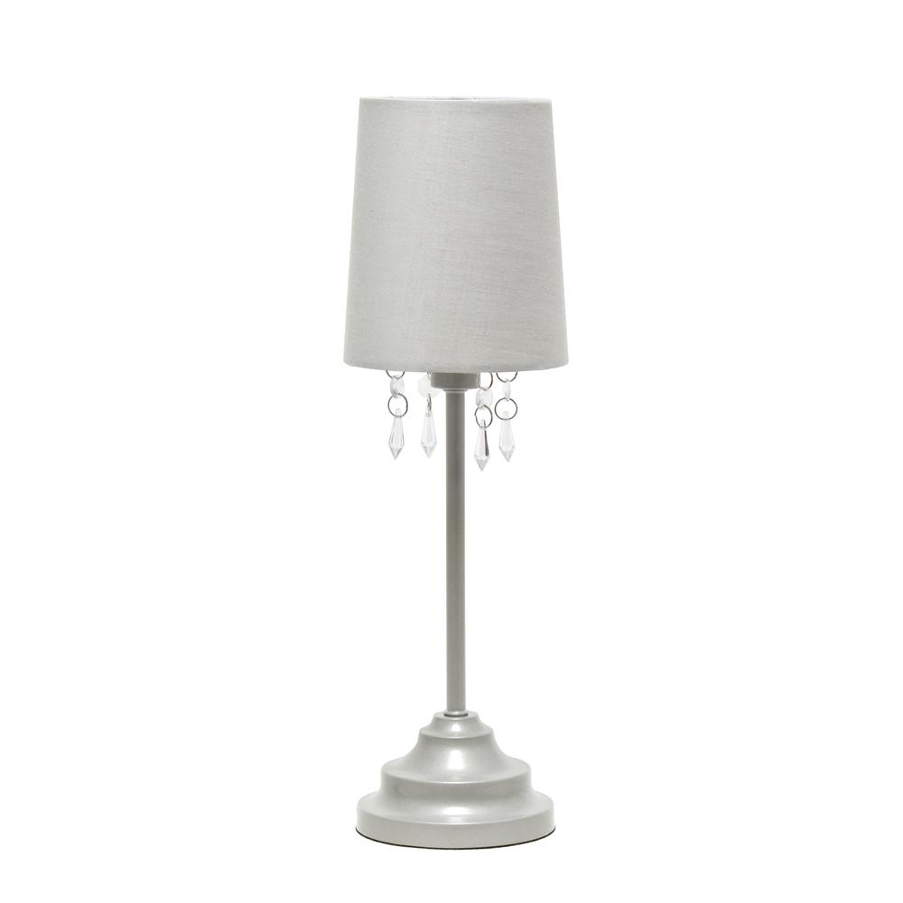 17.25" Contemporary Crystal Droplet Table Lamp, Gray. Picture 1