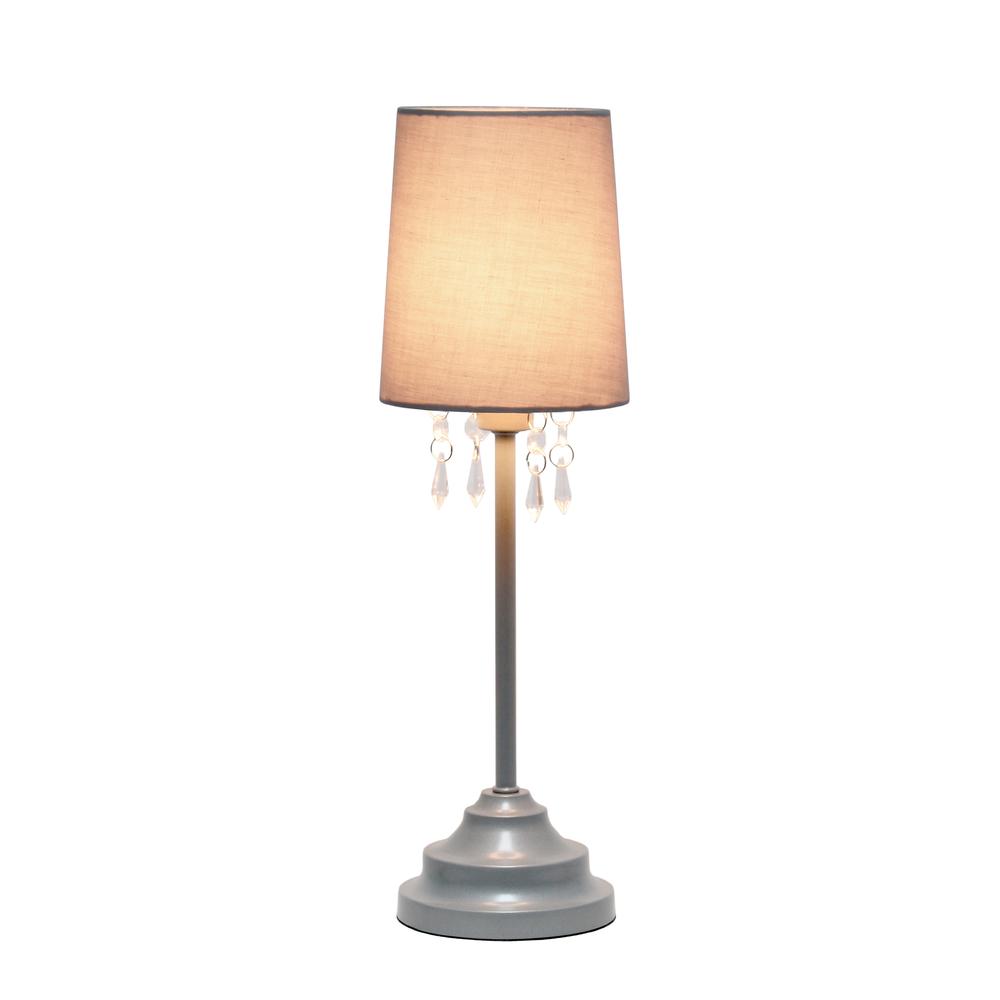17.25" Contemporary Crystal Droplet Table Lamp, Gray. Picture 7