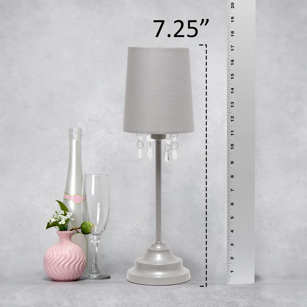 17.25" Contemporary Crystal Droplet Table Lamp, Gray. Picture 8