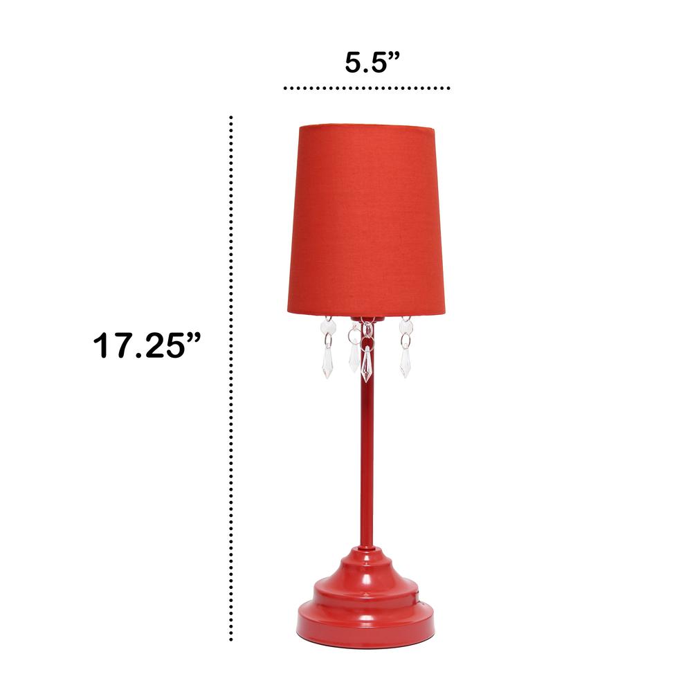 17.25" Contemporary Crystal Droplet Table Lamp, Red. Picture 5
