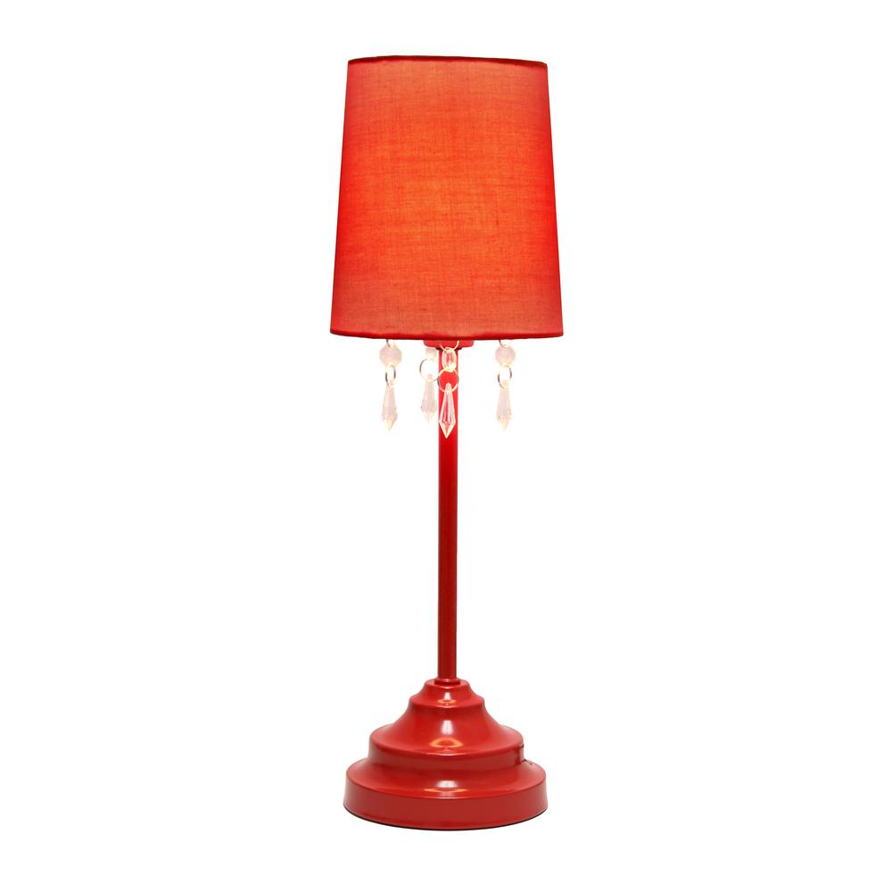 17.25" Contemporary Crystal Droplet Table Lamp, Red. Picture 7