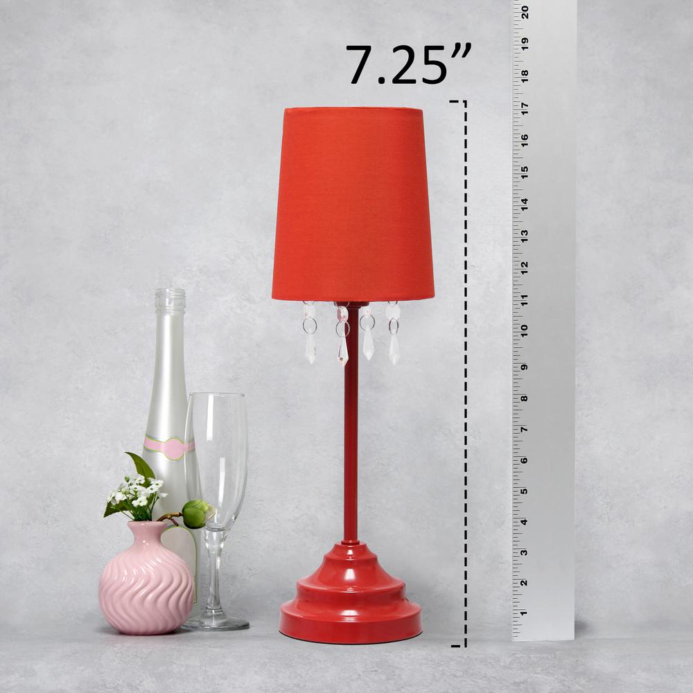 17.25" Contemporary Crystal Droplet Table Lamp, Red. Picture 8