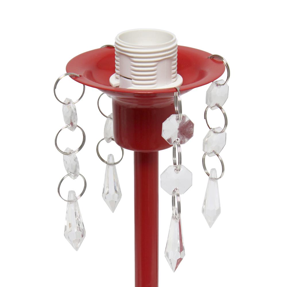 17.25" Contemporary Crystal Droplet Table Lamp, Red. Picture 9