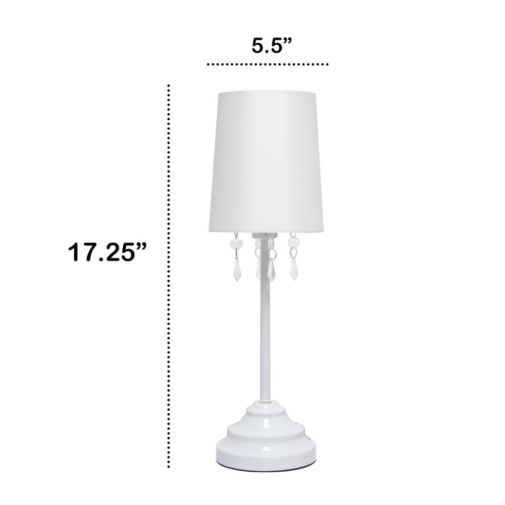 17.25" Contemporary Crystal Droplet Table Lamp, White. Picture 5