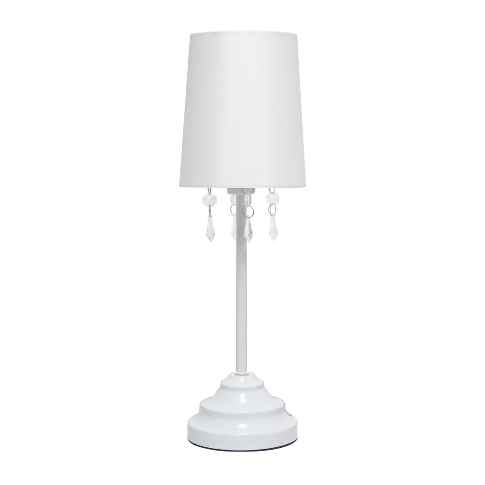 17.25" Contemporary Crystal Droplet Table Lamp, White. Picture 1
