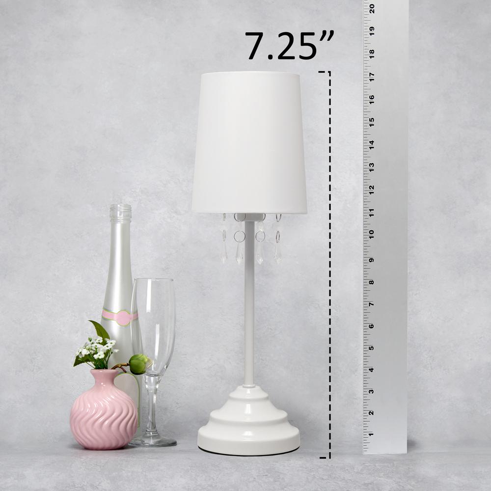 17.25" Contemporary Crystal Droplet Table Lamp, White. Picture 8