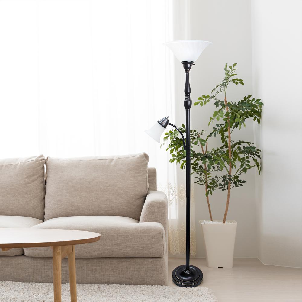 Lalia Home Torchiere Floor Lamp with Reading Light. Picture 4