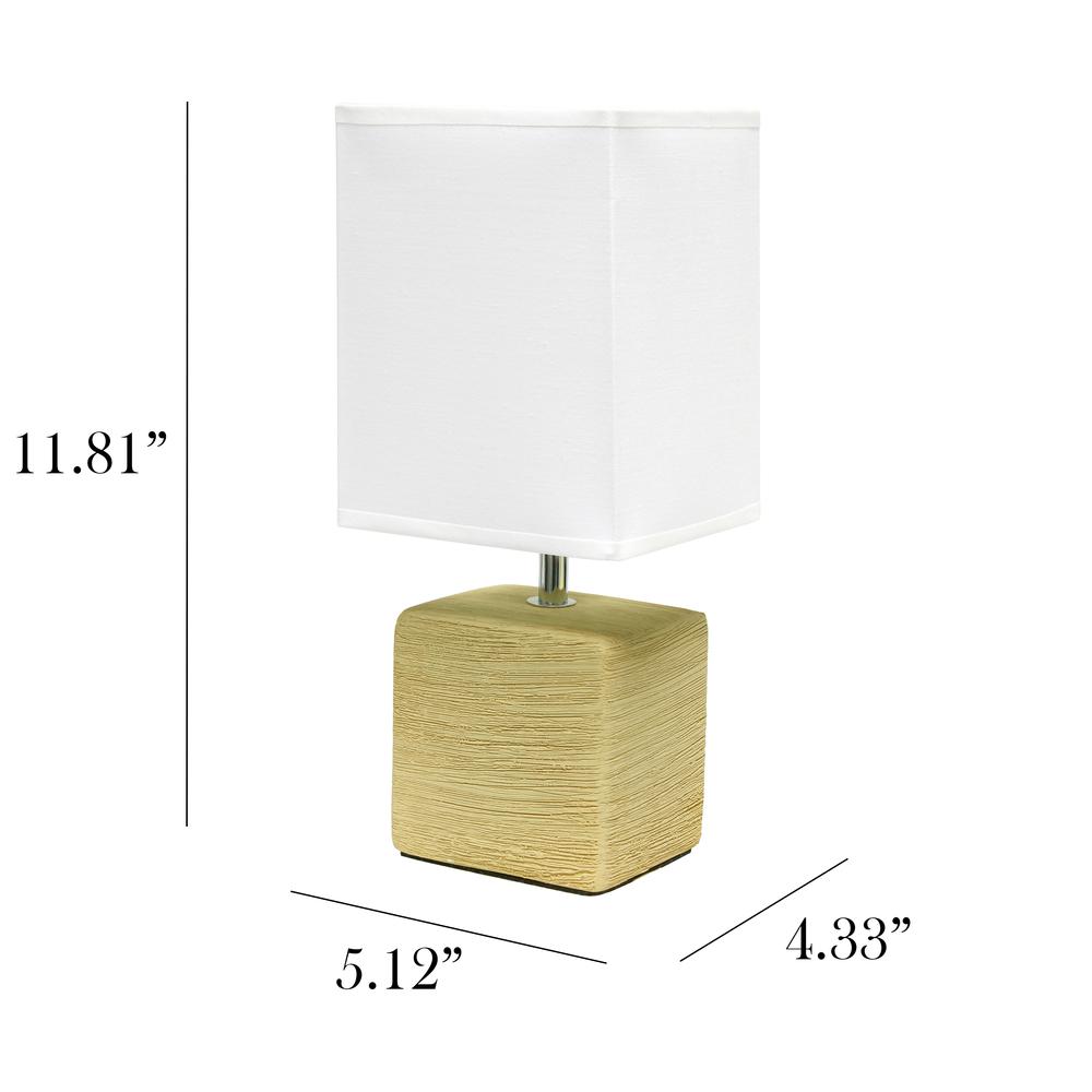 Petite Faux Stone Table Lamp with Fabric Shade, Beige with White Shade. Picture 3