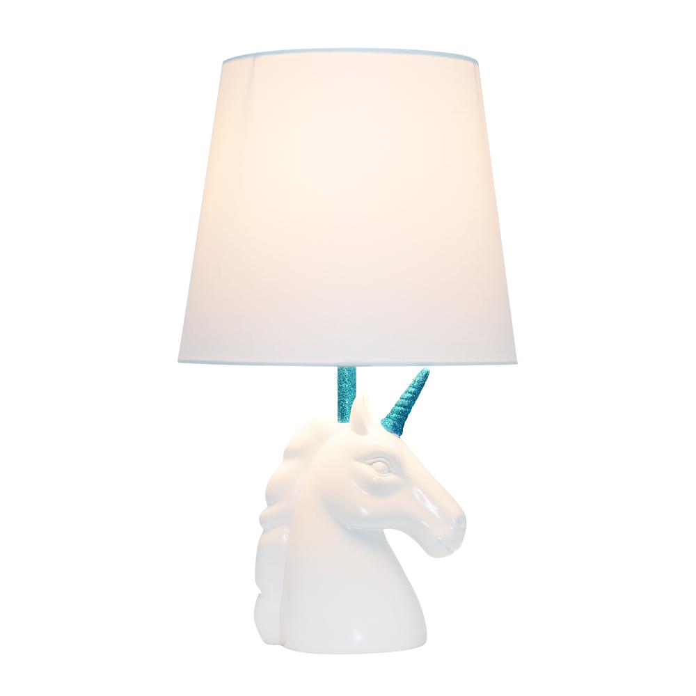 Sparkling Blue and White Unicorn Table Lamp. Picture 2