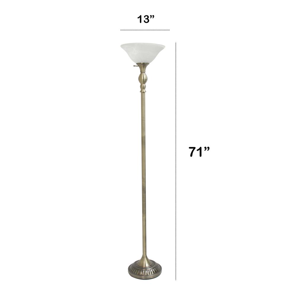 Classic 1 Light Torchiere Floor Lamp with Marbleized Glass Shade. Picture 3