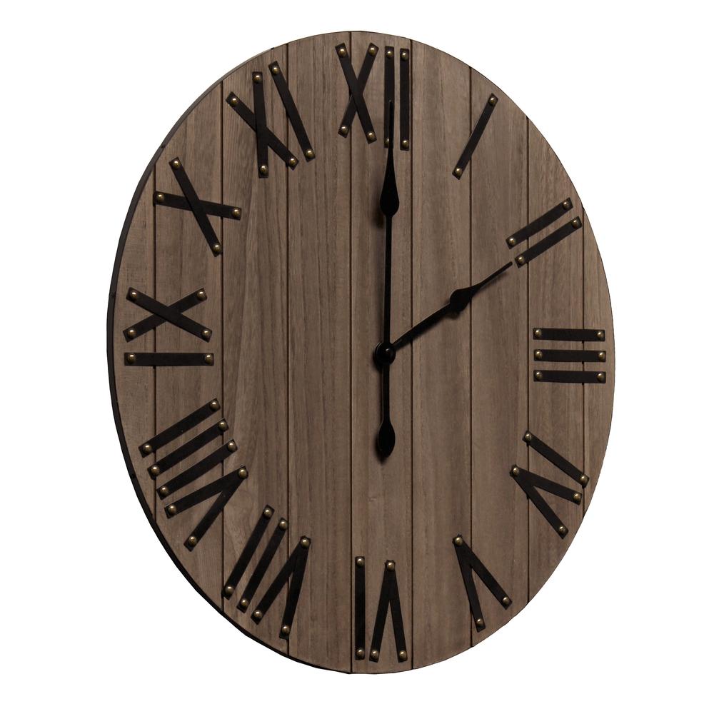 Handsome 21" Rustic Farmhouse Wood Wall Clock, Restored Wood. Picture 2