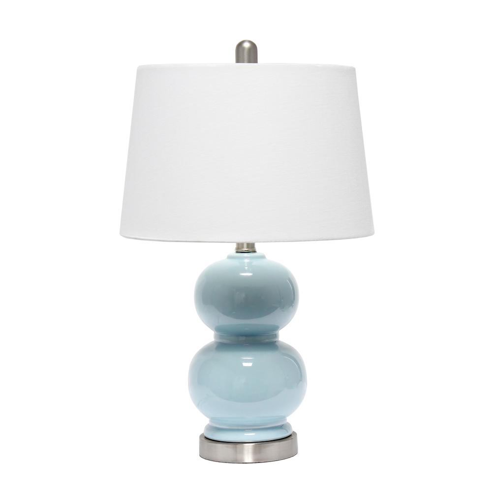 Dual Orb Table Lamp with Fabric Shade, Light Blue. Picture 1