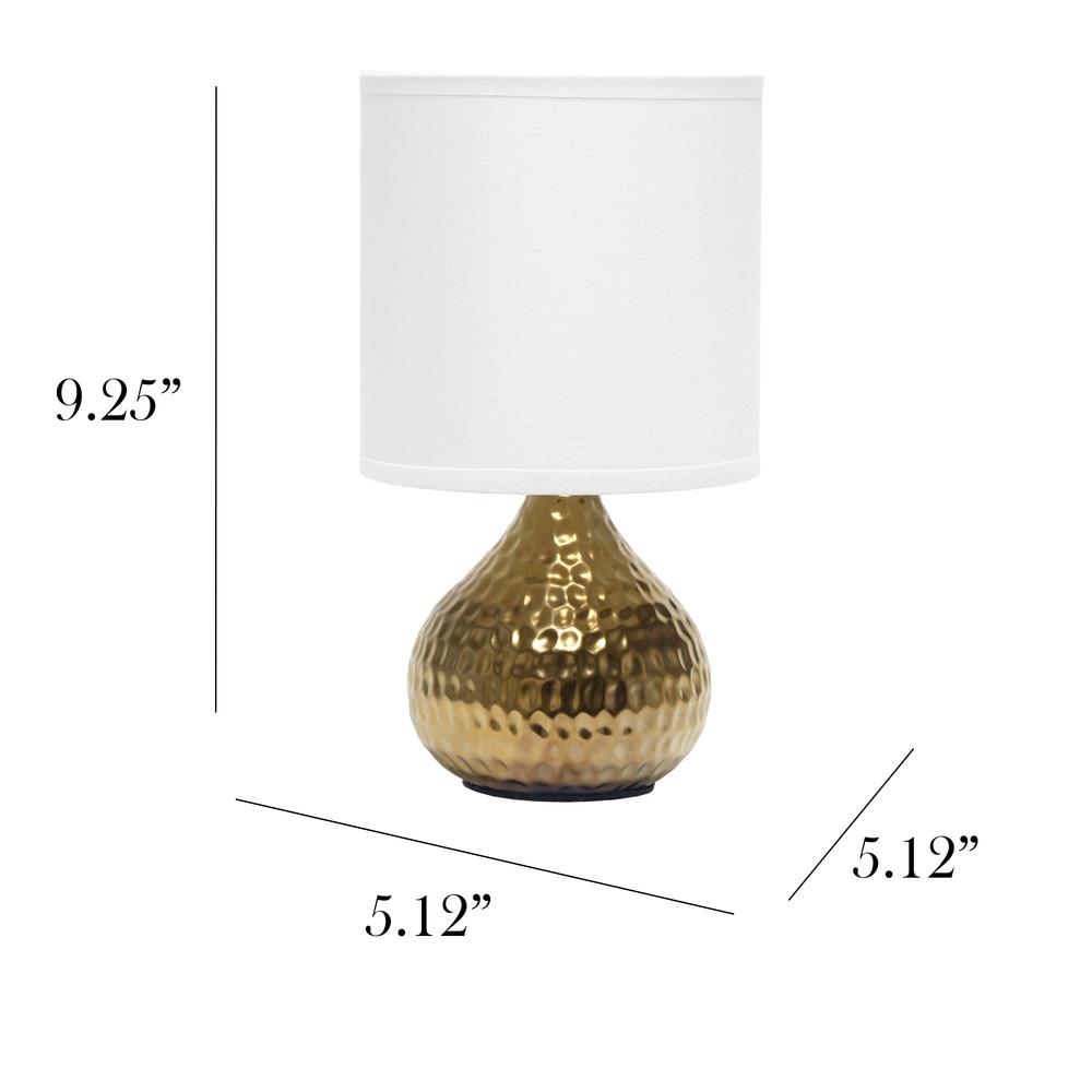 Hammered Gold Drip Mini Table Lamp, White. Picture 3