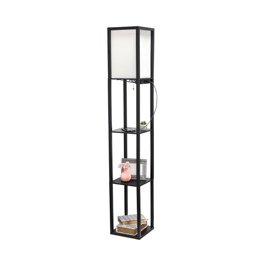 Floor Lamp Etagere Organizer Storage Shelf with 2 USB Charging Ports1 Charging Outlet. Picture 7
