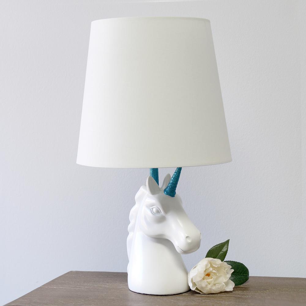 Sparkling Blue and White Unicorn Table Lamp. Picture 8