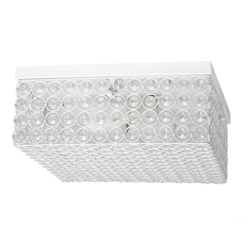 12 Inch Elipse Crystal 2 Light Square Ceiling Flush Mount, White. Picture 6