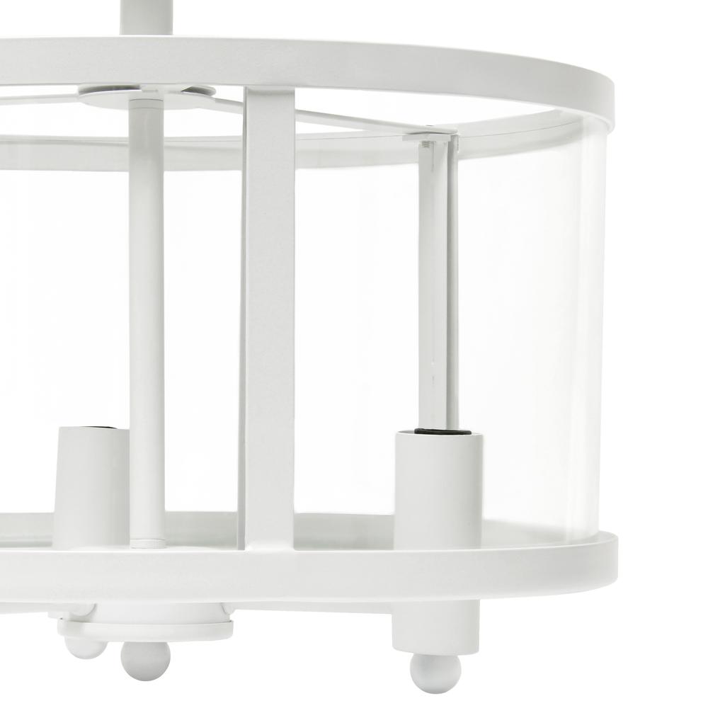 Medium 13" Iron and Glass Shade Industrial 3-Light Ceiling, Matte White. Picture 7