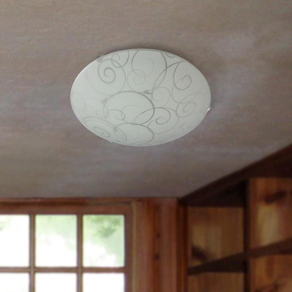 Simple Designs Round Flushmount Ceiling Light with Scroll Swirl Design