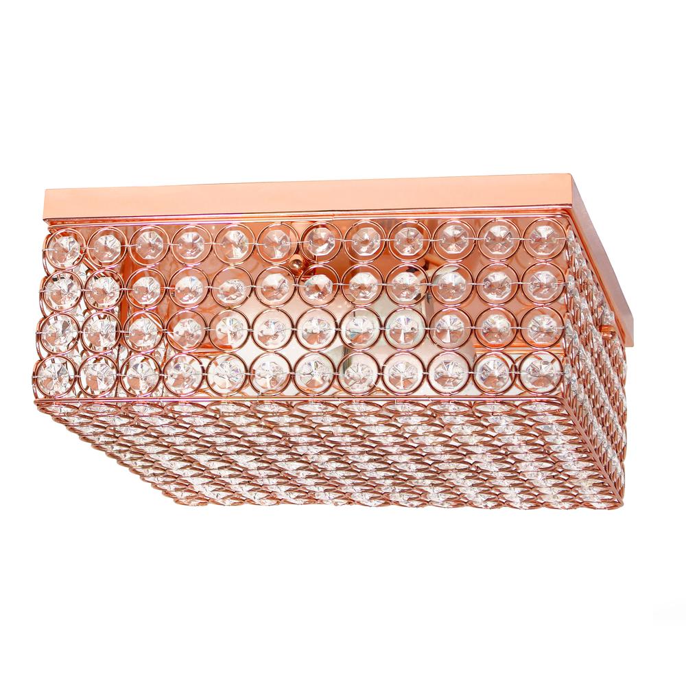 Glam 2 Light 12 Inch Square Flush Mount, Rose Gold. Picture 1
