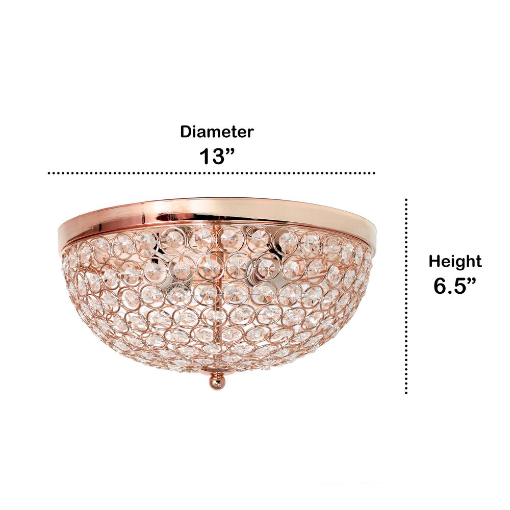 Lalia Home Crystal Glam 2 Light Ceiling Flush Mount, Rose Gold. Picture 2
