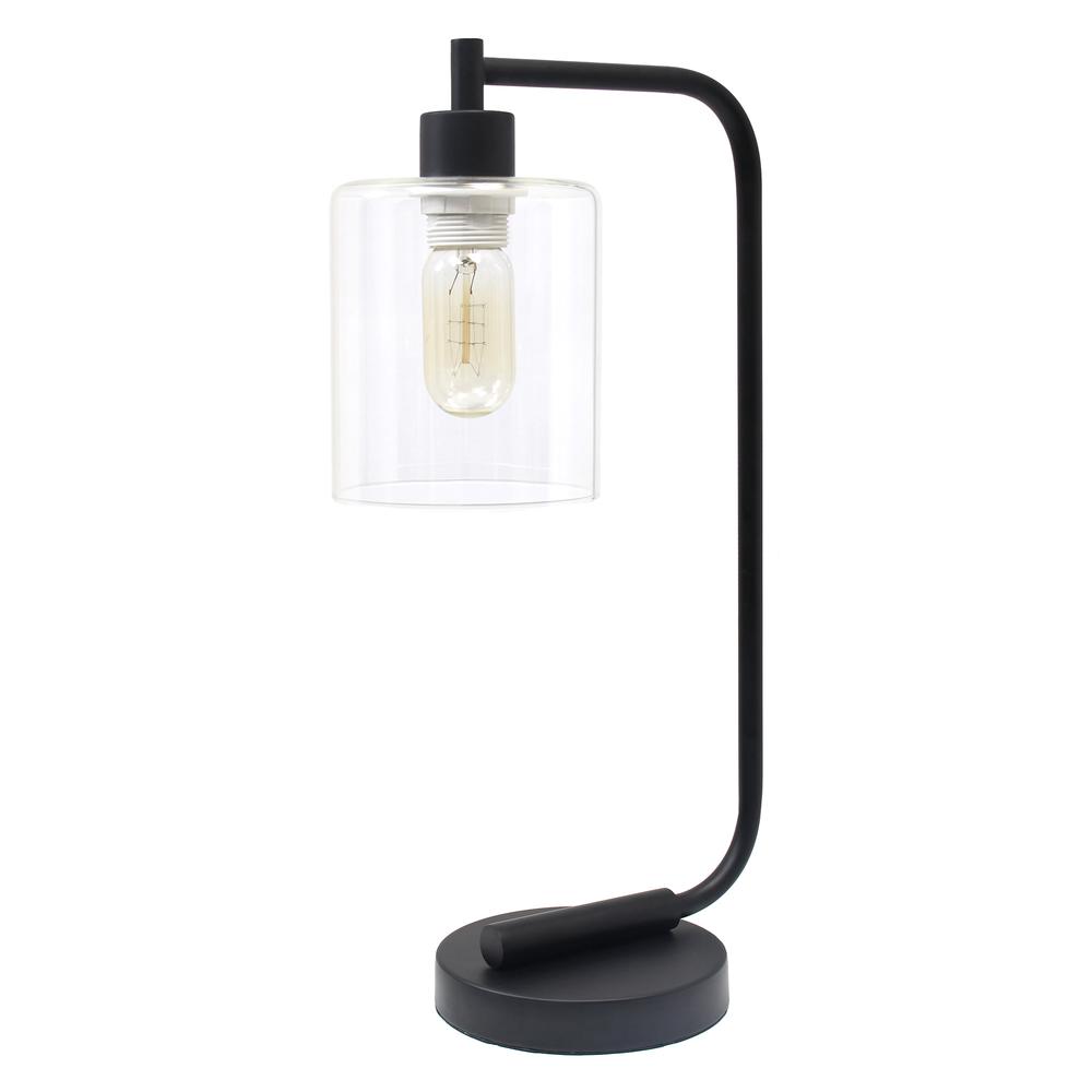 Modern Iron Desk Lamp with Glass Shade, Black. Picture 1