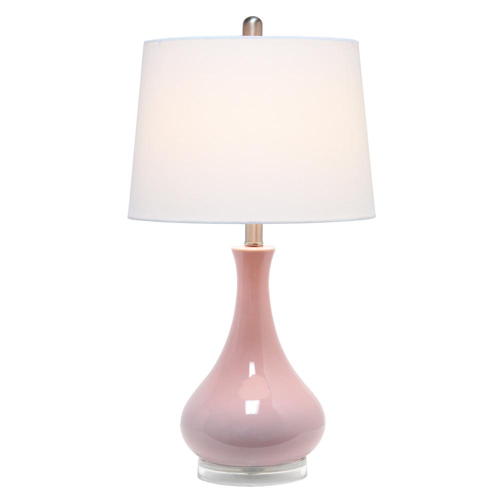 Droplet Table Lamp with Fabric Shade, Rose Pink. Picture 2
