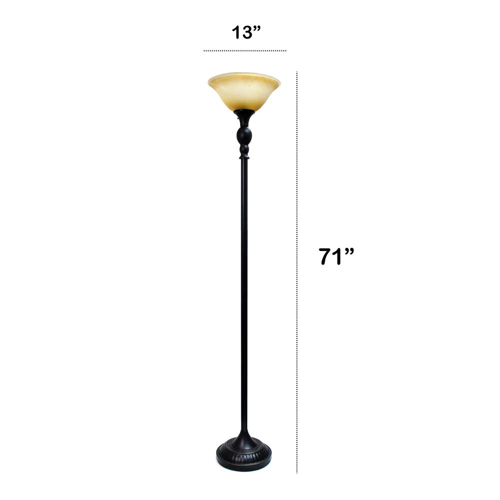 Classic 1 Light Torchiere Floor Lamp with Marbleized Glass Shade. Picture 3