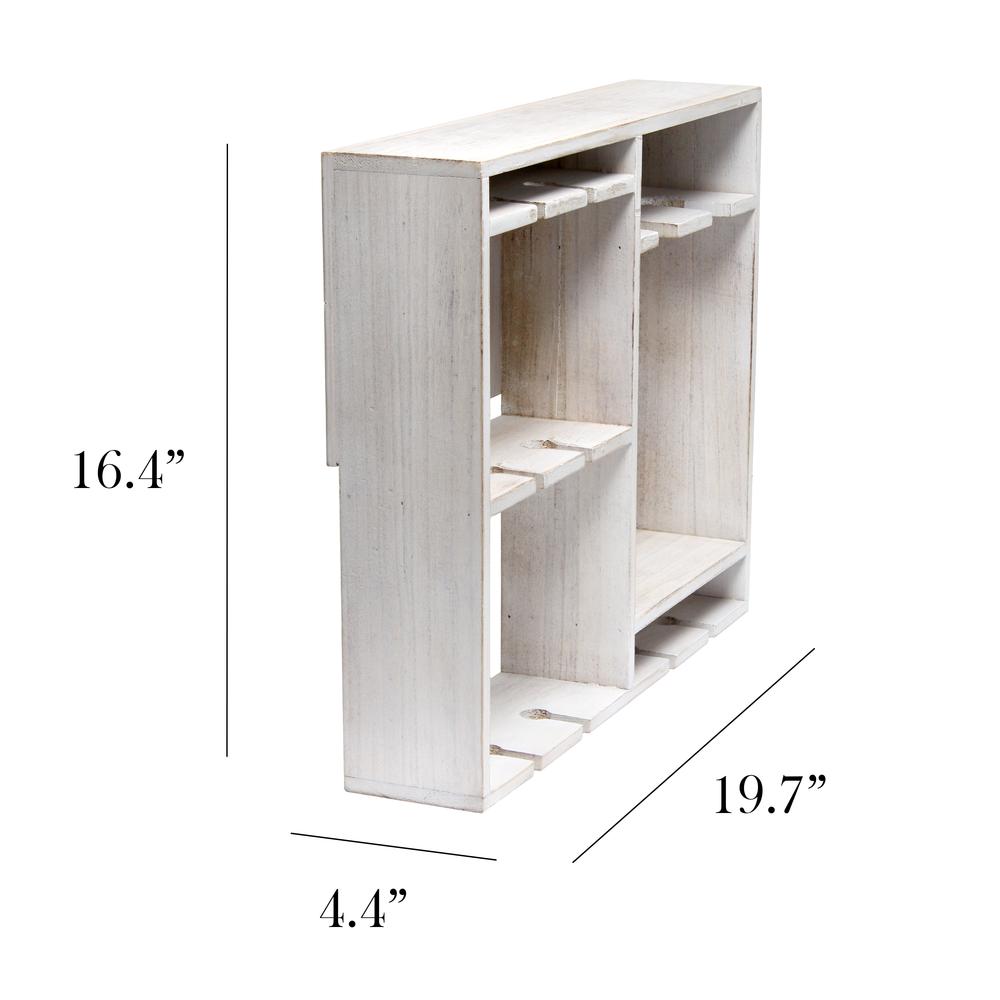 Elegant Designs Bartow Wall Mounted Wood Wine Rack Shelf with Glass Holder, White Wash. Picture 4