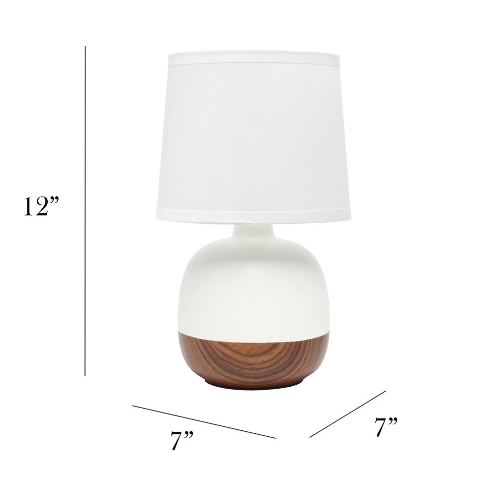 Petite Mid Century Table Lamp, Dark Wood and White. Picture 3