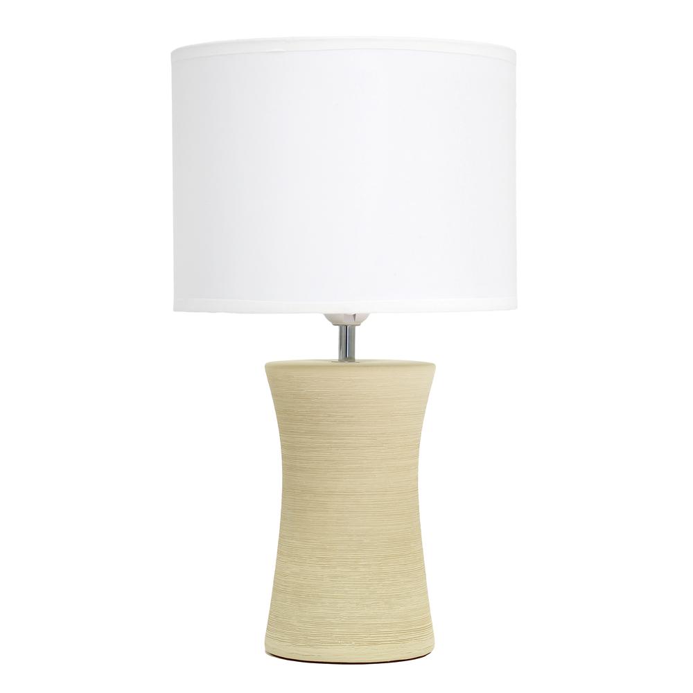 Ceramic Hourglass Table Lamp, Beige. Picture 1